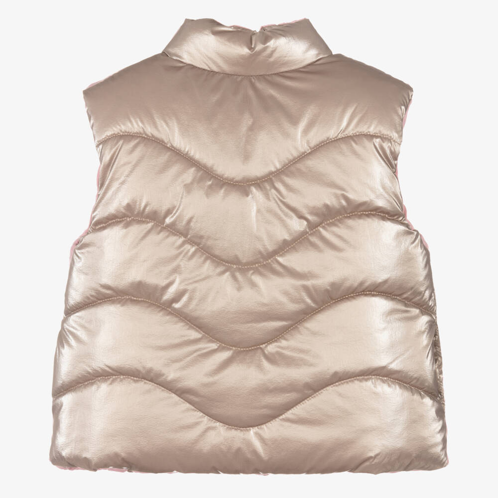 Mayoral-Розово-золотистый двусторонний жилет | Childrensalon Outlet