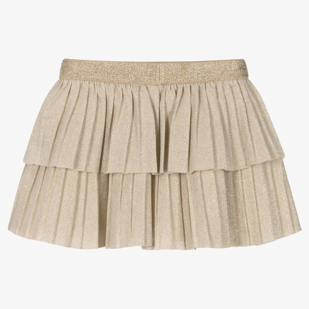 Mayoral Girls Gold Pleated Glitter Skirt