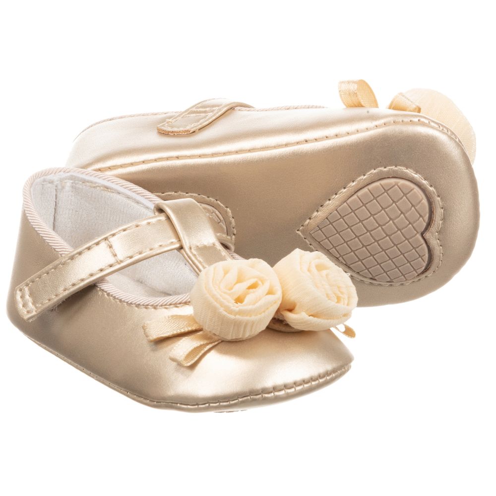 Mayoral Newborn - Girls Gold Pre-Walker Shoes | Childrensalon