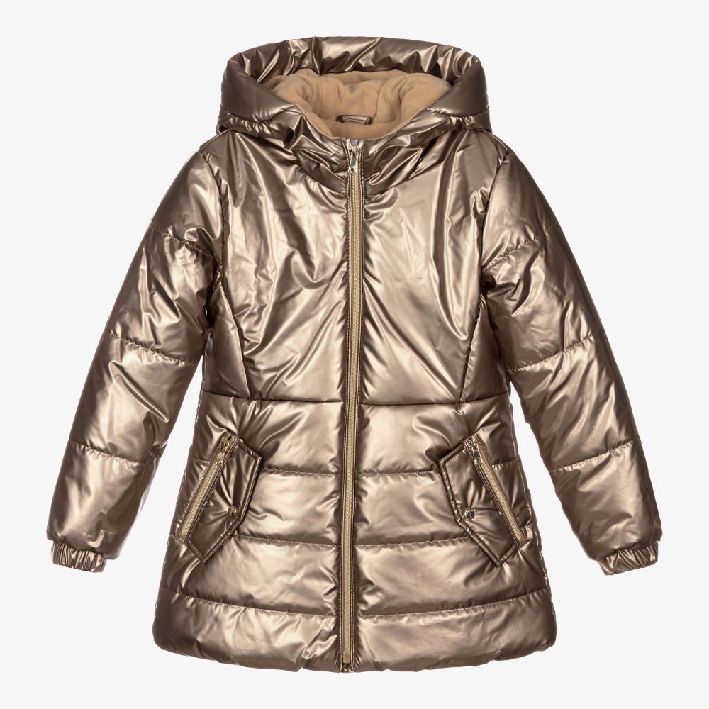 Mayoral - Girls Gold Puffer Coat | Childrensalon