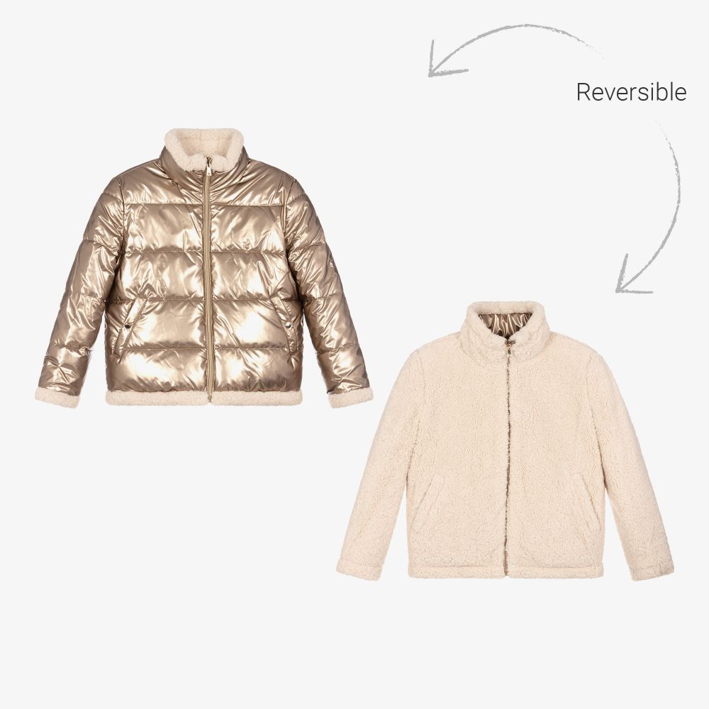 Mayoral - Girls Gold Reversible Jacket  | Childrensalon