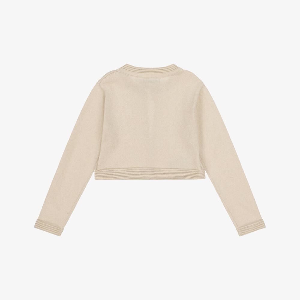 Mayoral-كارديغان محبوك براق ذهبي للبنات | Childrensalon Outlet