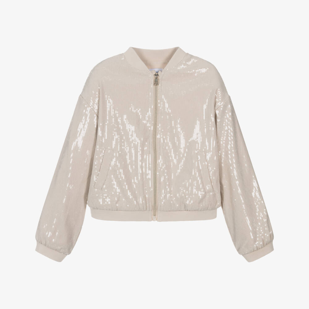 Mayoral-Girls Gold Sparkle Bomber Jacket | Childrensalon Outlet