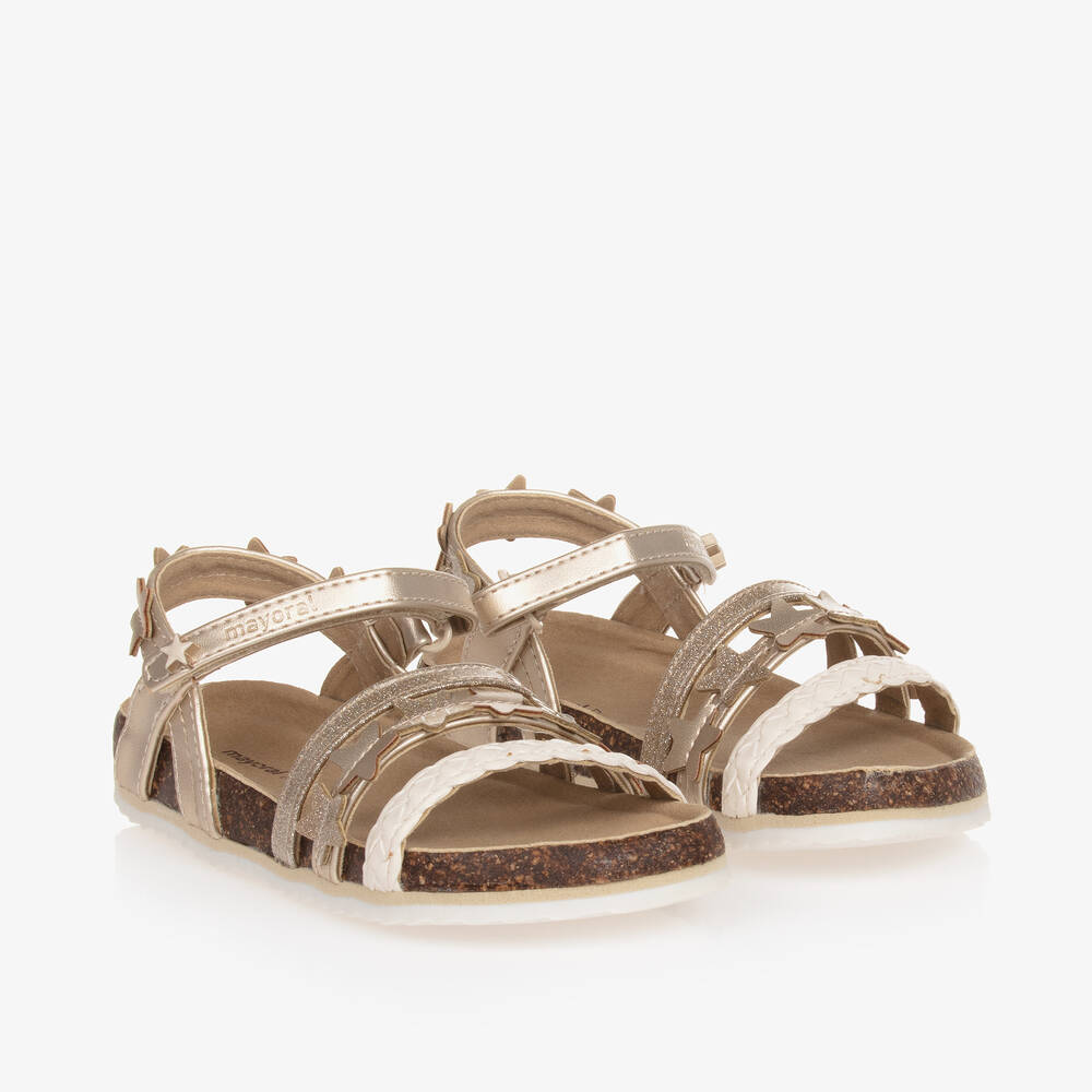Mayoral-Girls Gold Star Faux Leather Sandals | Childrensalon Outlet
