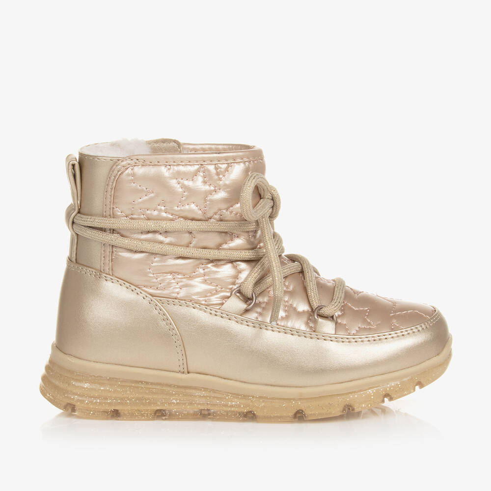 Mayoral Girls Gold Star Quilted Snow Boots