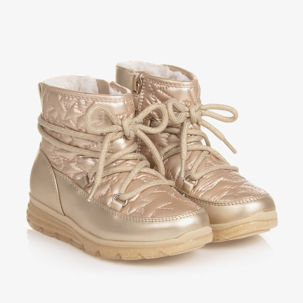 Mayoral - Girls Gold Star Quilted Snow Boots | Childrensalon