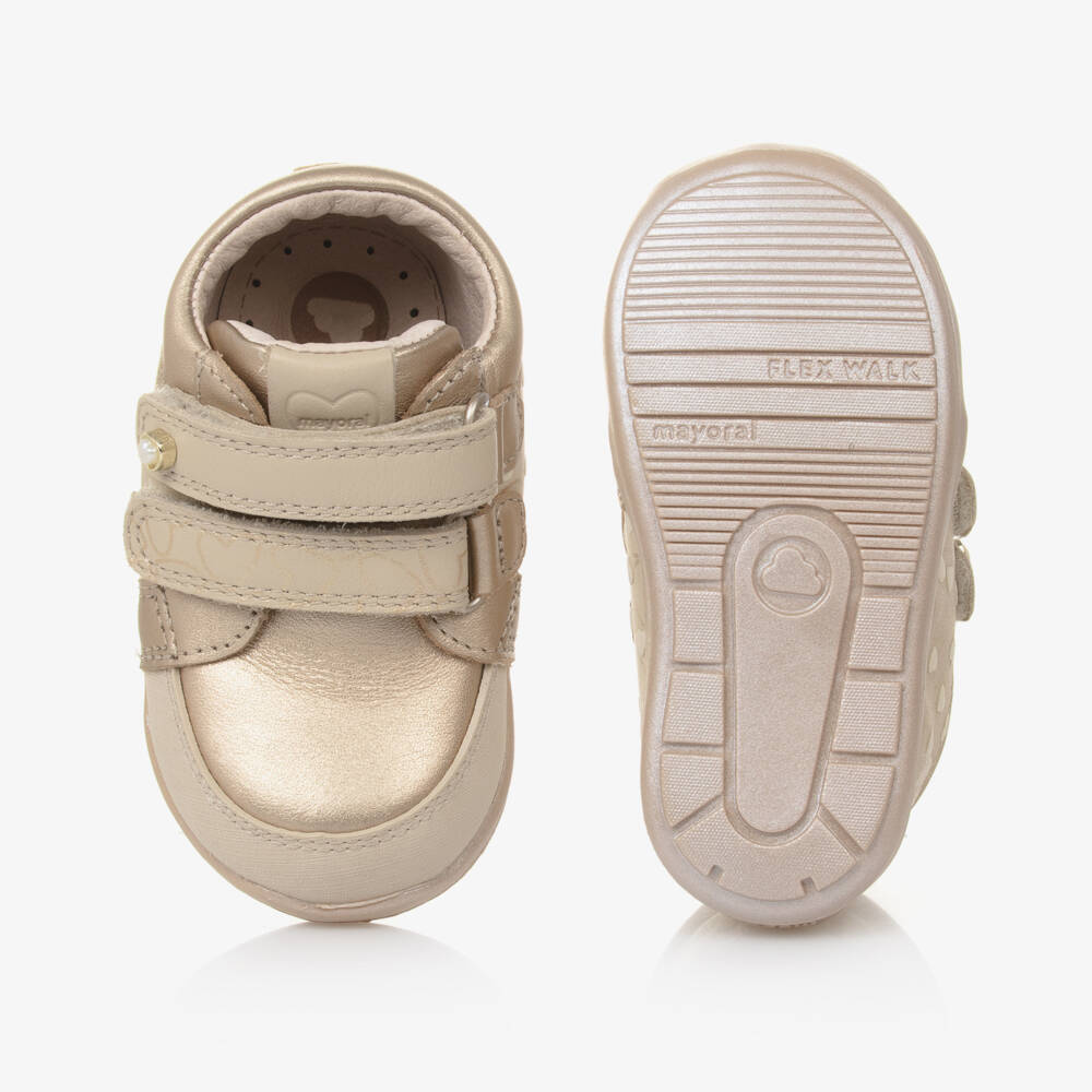Mayoral-Girls Golden Leather First Walkers | Childrensalon Outlet