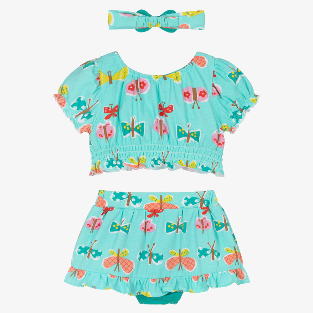 Mayoral-Girls' Green A-Line Skirt & Hairband Trio | Childrensalon Outlet