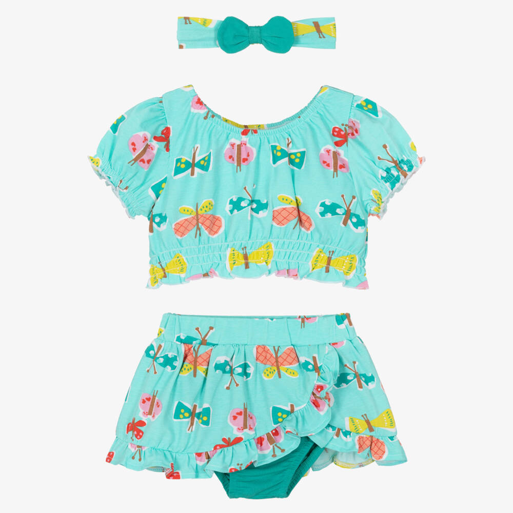 Mayoral-Girls' Green A-Line Skirt & Hairband Trio | Childrensalon Outlet
