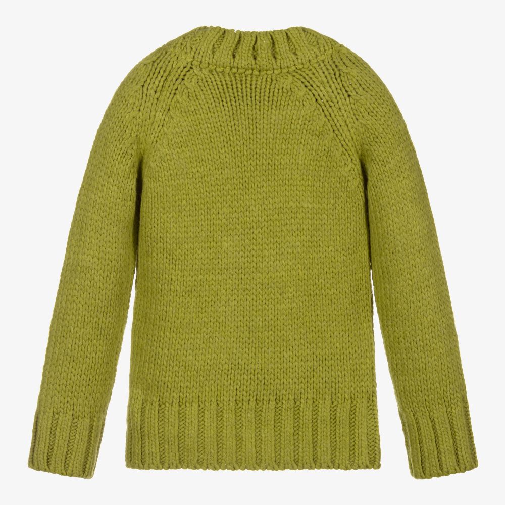 Mayoral-كنزة صوف وأكريليك محبوك لون أخضر ليموني للبنات | Childrensalon Outlet
