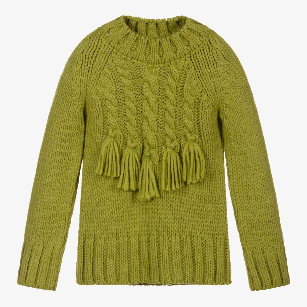 Mayoral - Grüner Strickpullover mit Zopfmuster | Childrensalon