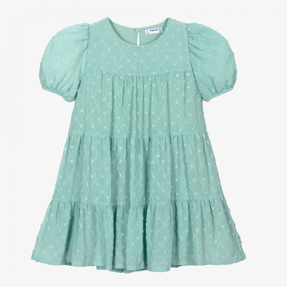 Mayoral - Girls Green Chiffon Dress | Childrensalon