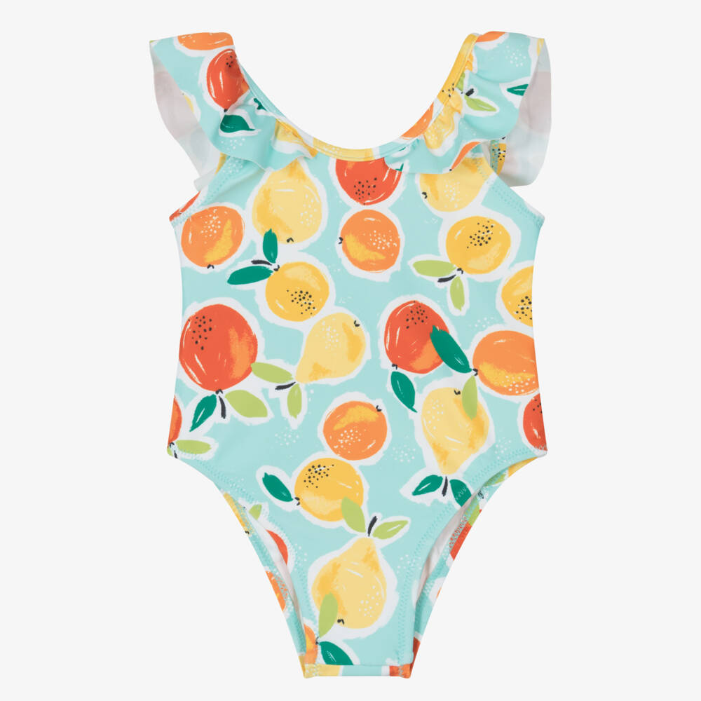 Mayoral-Girls Green Citrus Print Swimsuit | Childrensalon Outlet
