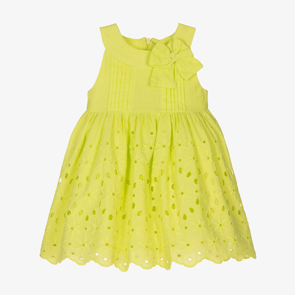 Mayoral - Robe verte en coton fille  | Childrensalon