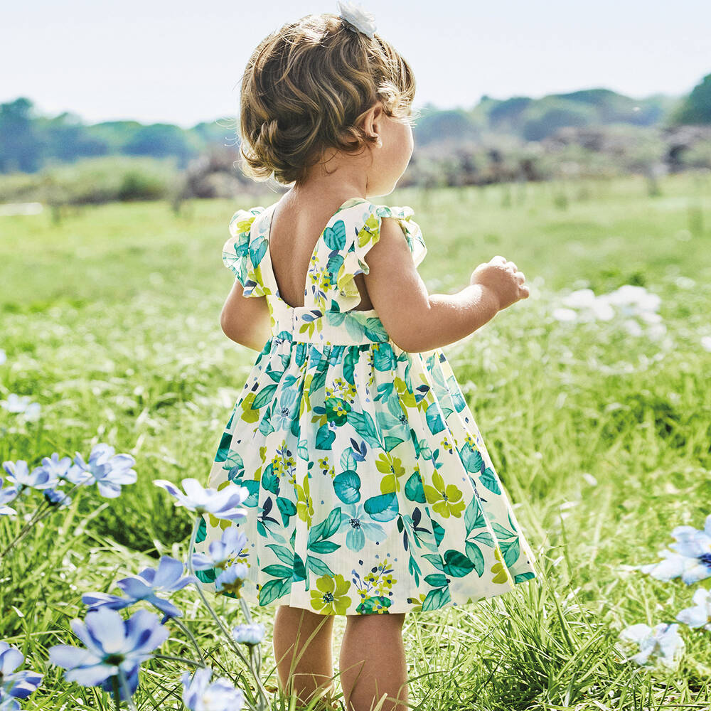 Girls green floral dress 2025