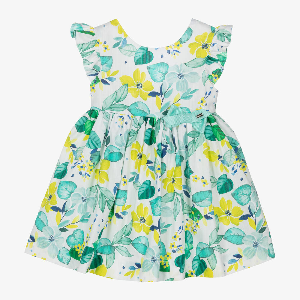 Girls green floral dress new arrivals