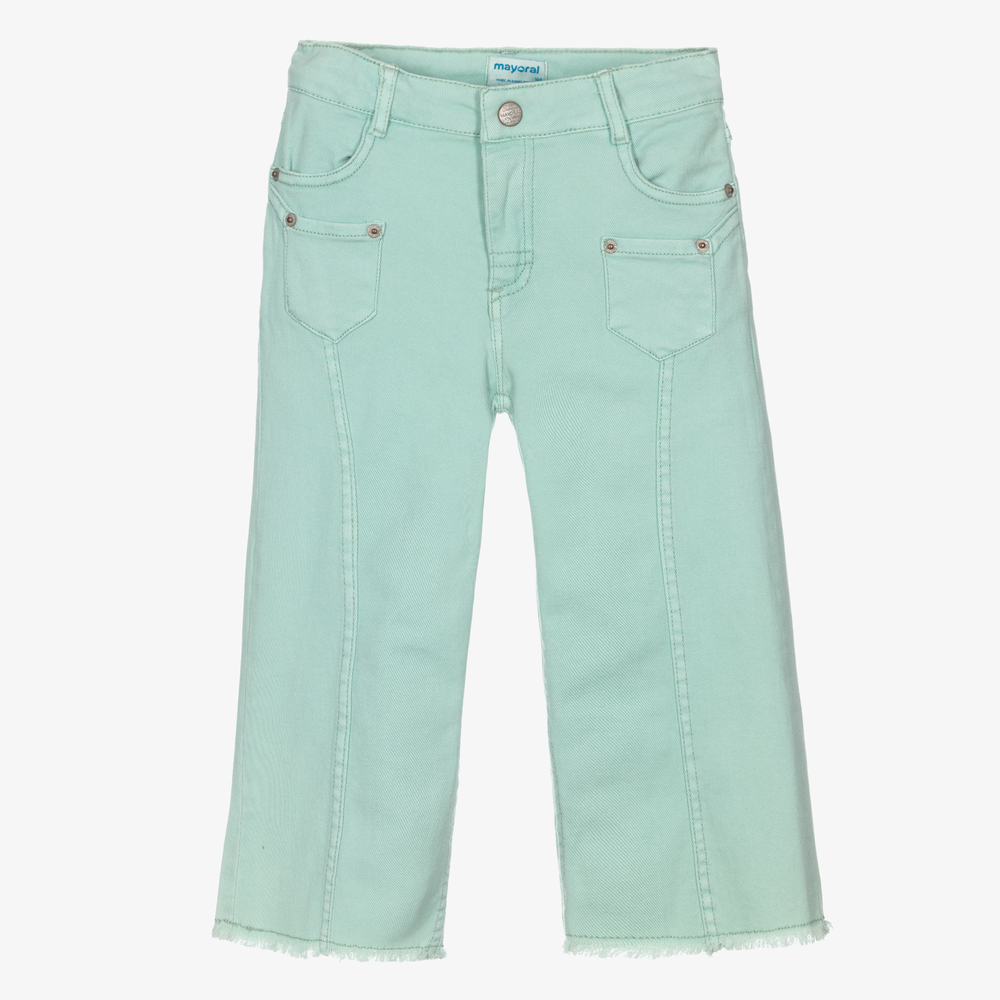 Mayoral - Зеленые хлопковые джинсы для девочек | Childrensalon