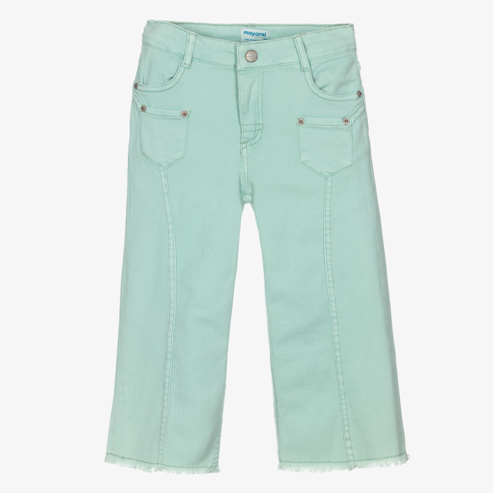 Mayoral-Girls Green Cotton Jeans | Childrensalon Outlet