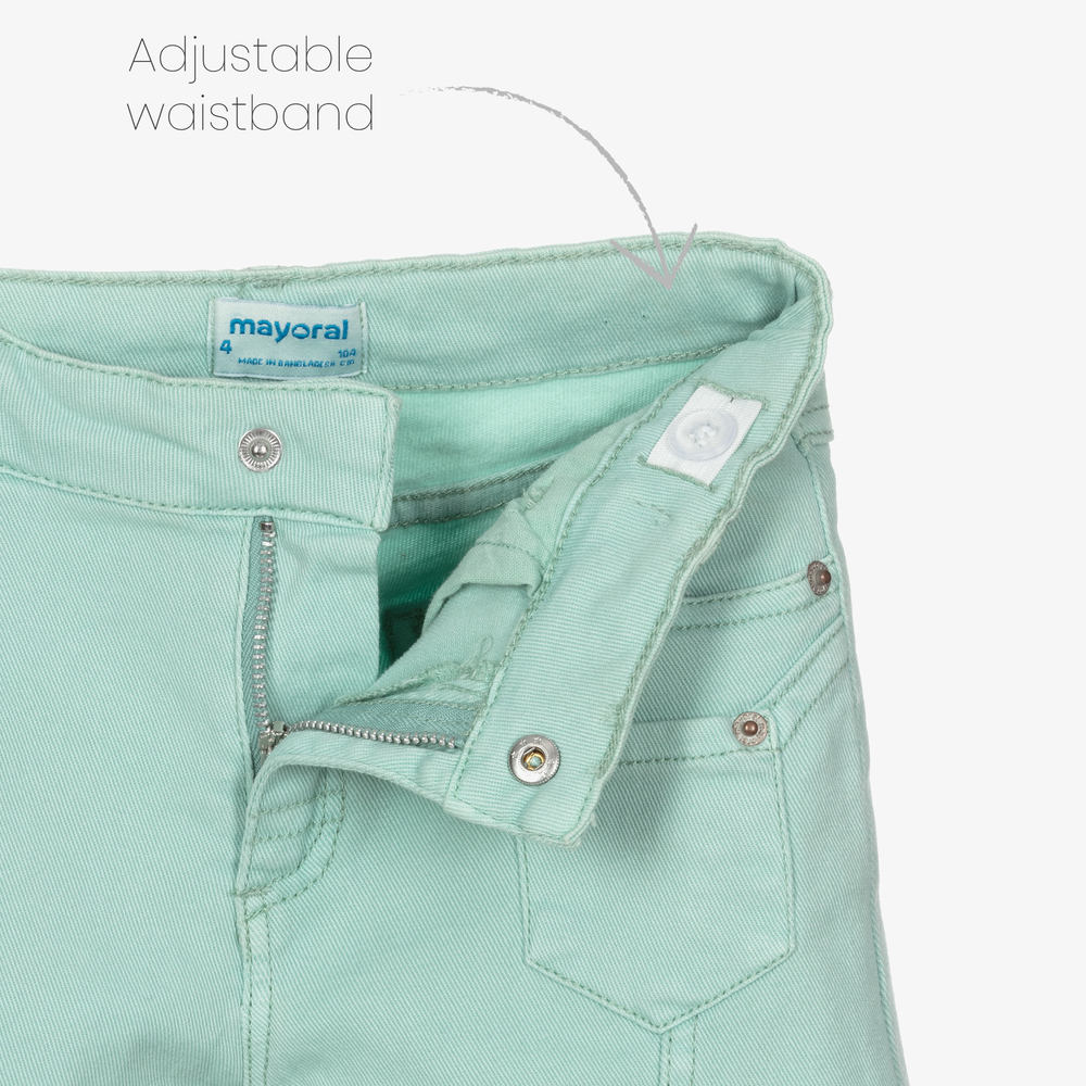 Mayoral-Girls Green Cotton Jeans | Childrensalon Outlet