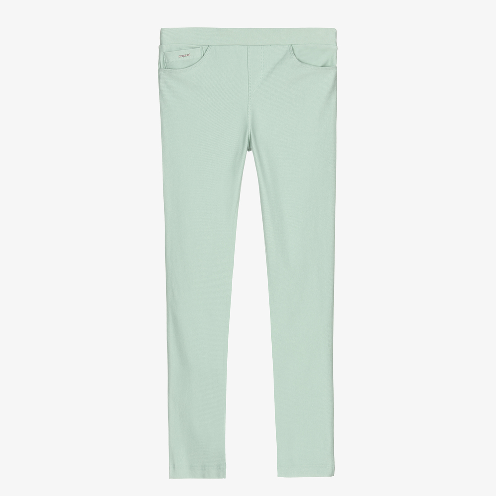 Mayoral - Girls Green Cotton Jeggings | Childrensalon