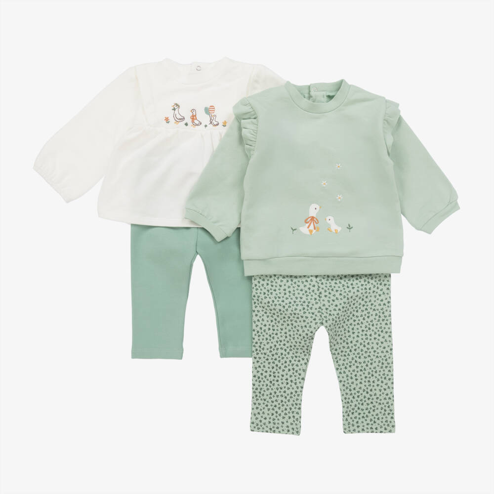 Mayoral Newborn-Girls Green Cotton Legging Set Duo | Childrensalon Outlet