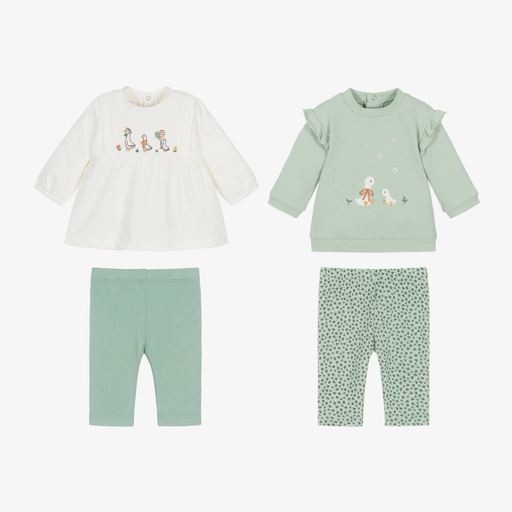 Mayoral Newborn-Girls Green Cotton Legging Set Duo | Childrensalon Outlet