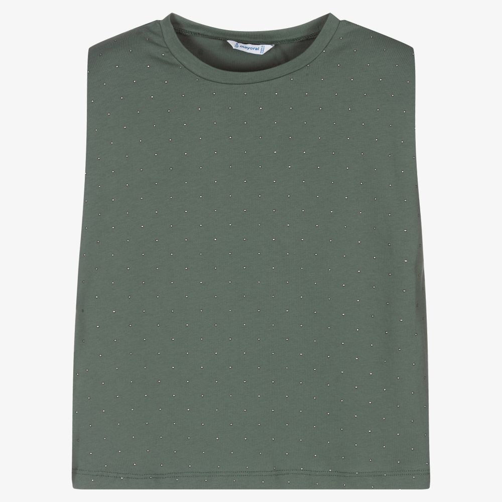 Mayoral-Girls Green Cotton T-Shirt | Childrensalon Outlet
