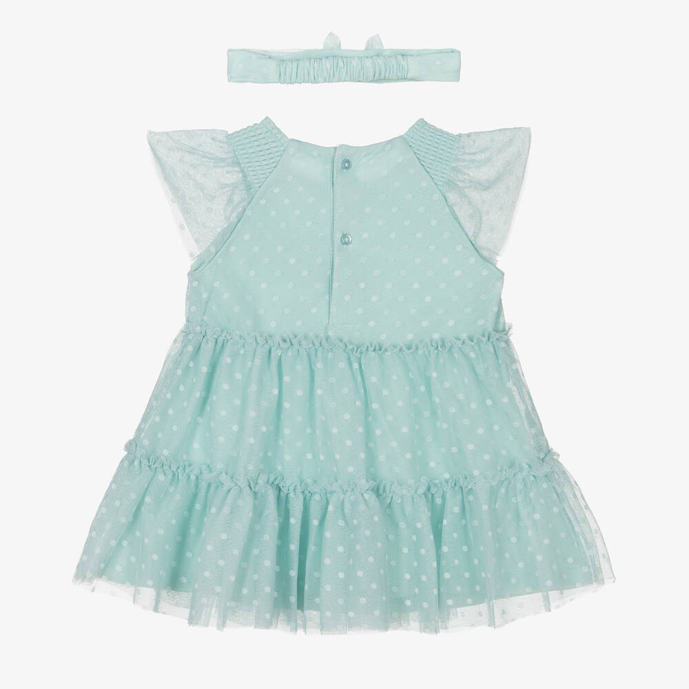 Mayoral-Girls Green Cotton & Tulle Dress Set | Childrensalon Outlet