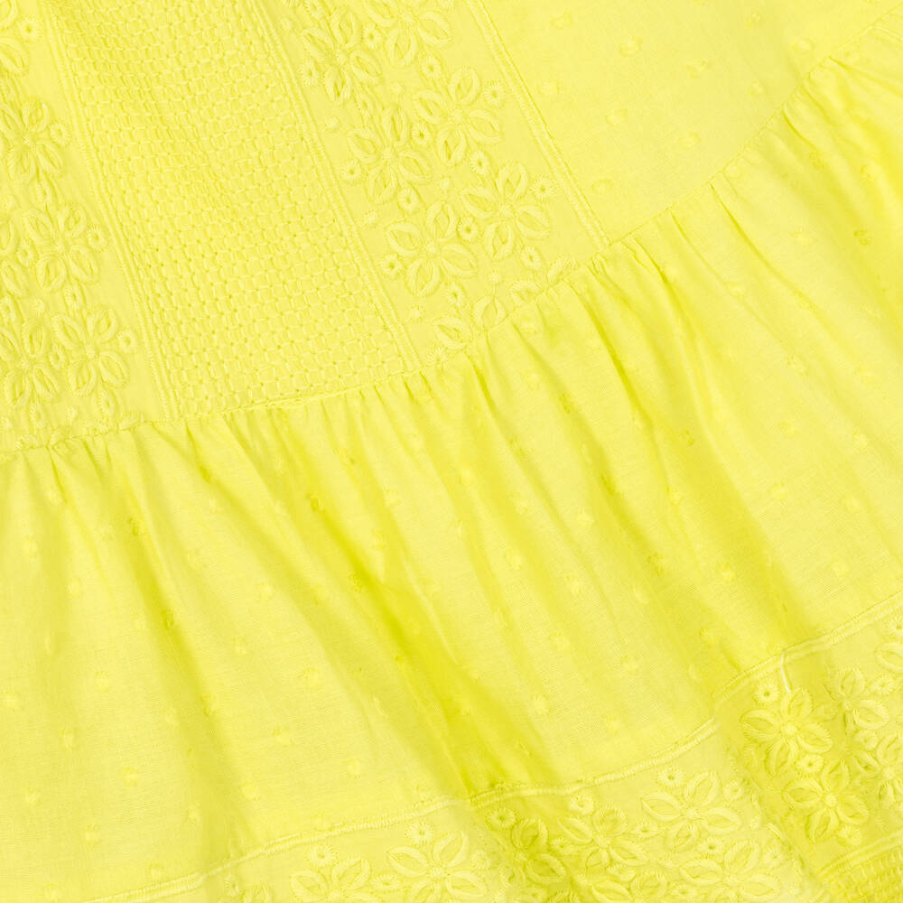 Mayoral-Girls Green Embroidered Cotton Dress | Childrensalon Outlet