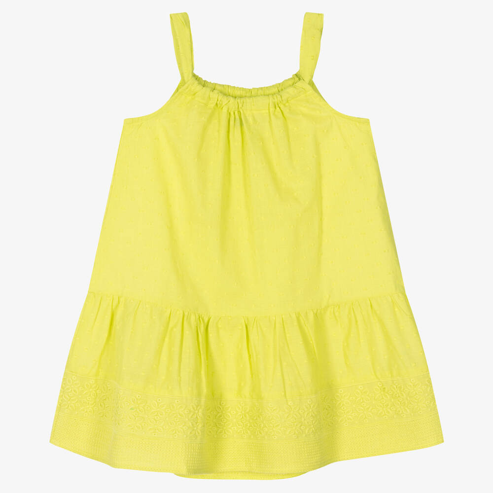 Mayoral-Girls Green Embroidered Cotton Dress | Childrensalon Outlet