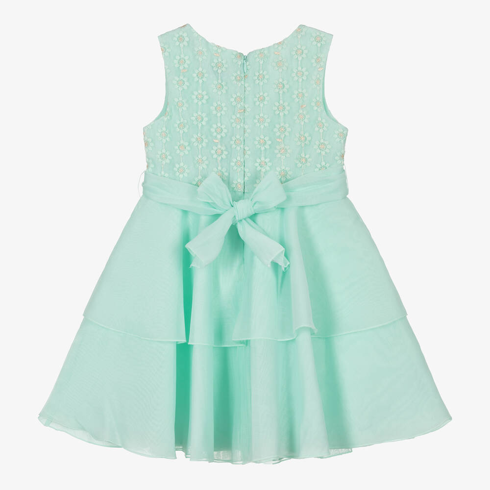 Mayoral-Girls Green Embroidered Flower Dress | Childrensalon Outlet