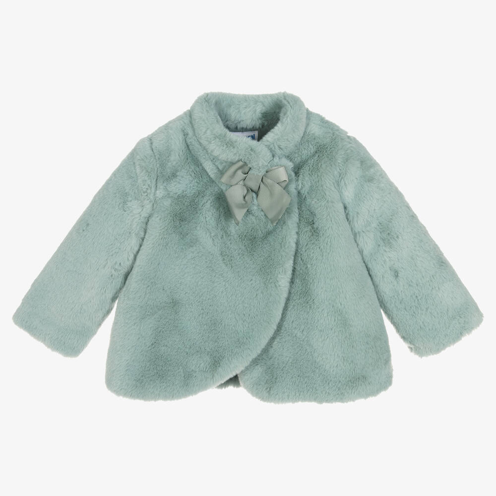 Mayoral - Girls Green Faux Fur Coat | Childrensalon