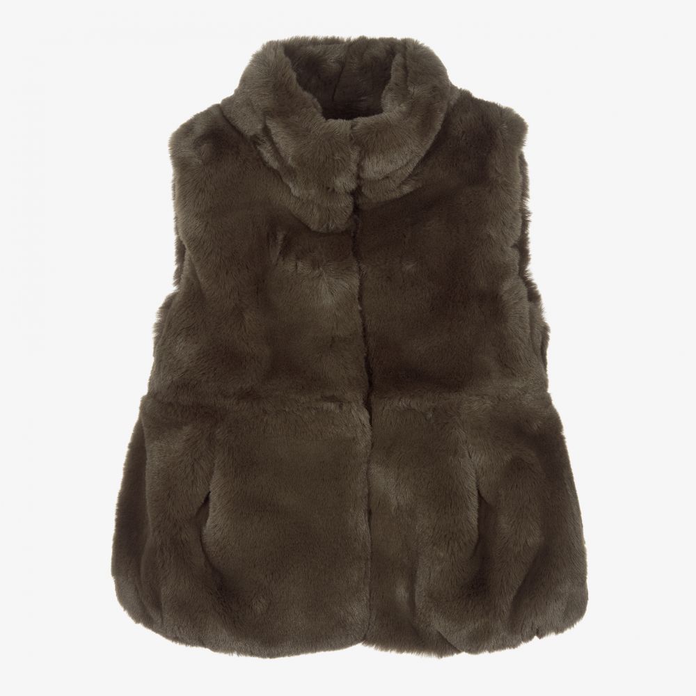 Mayoral-Girls Green Faux Fur Gilet | Childrensalon Outlet