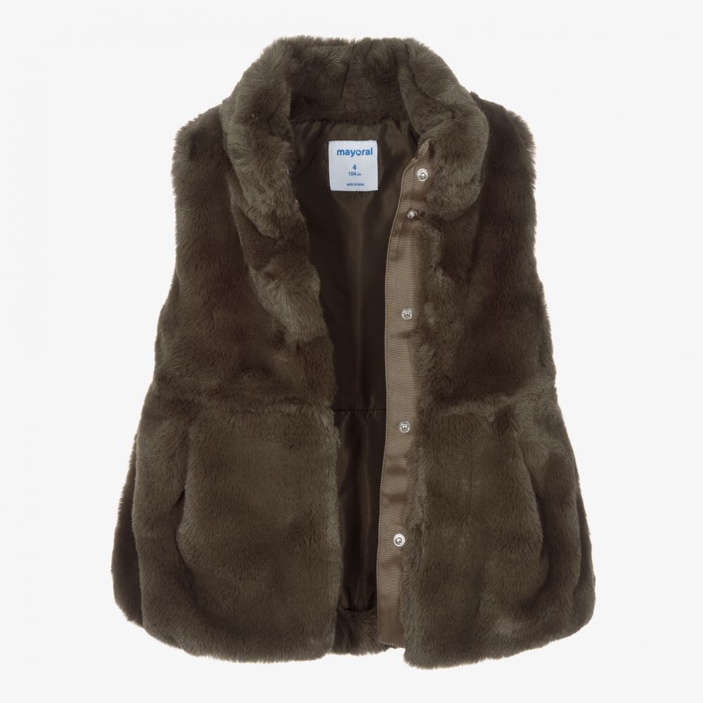 Girls faux fur gilet sale