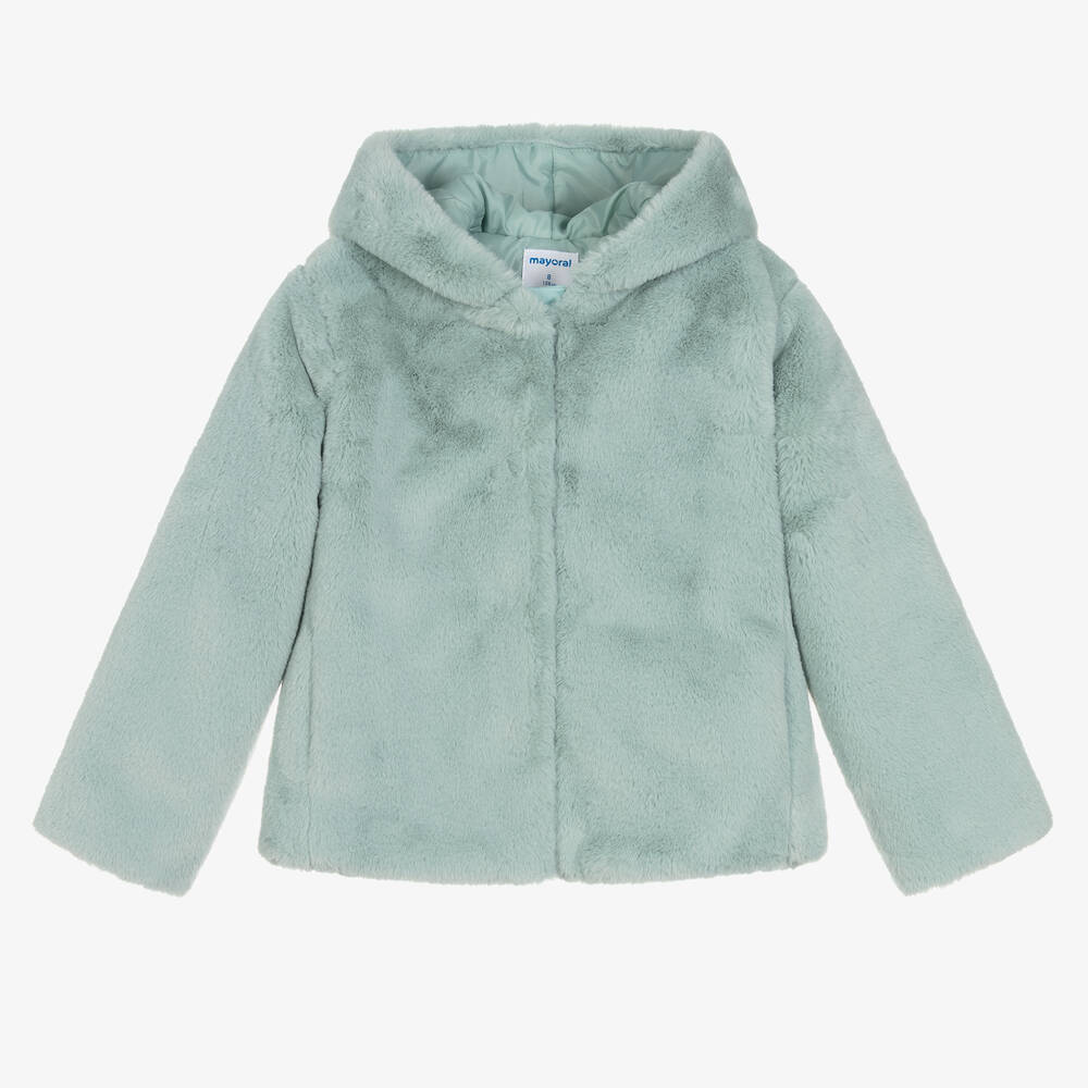 Mayoral - Blouson vert fausse fourrure Fille | Childrensalon