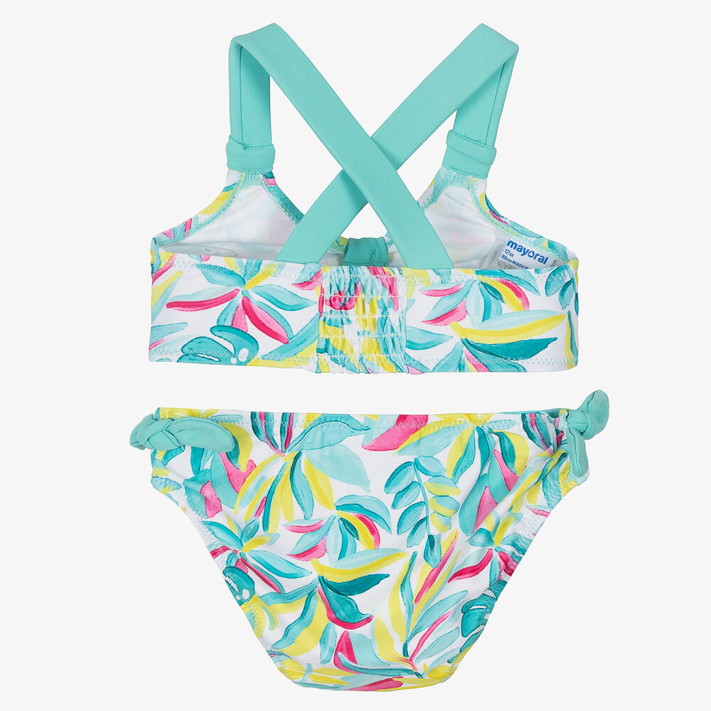 مايورال-مايو بيكيني أطفال بناتي لون أخضر بطبعة ورود | Childrensalon Outlet