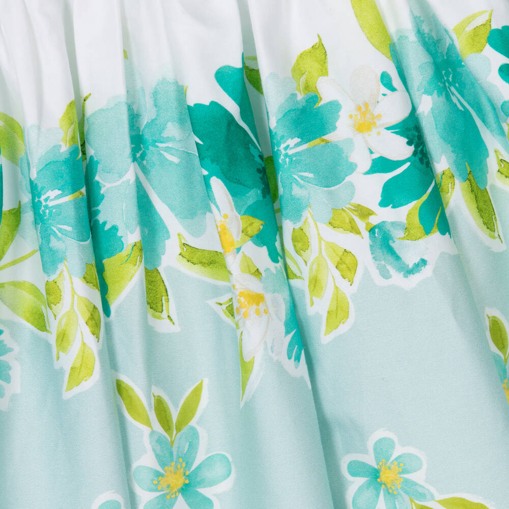Mayoral-Girls Green Floral Print Cotton Dress | Childrensalon Outlet