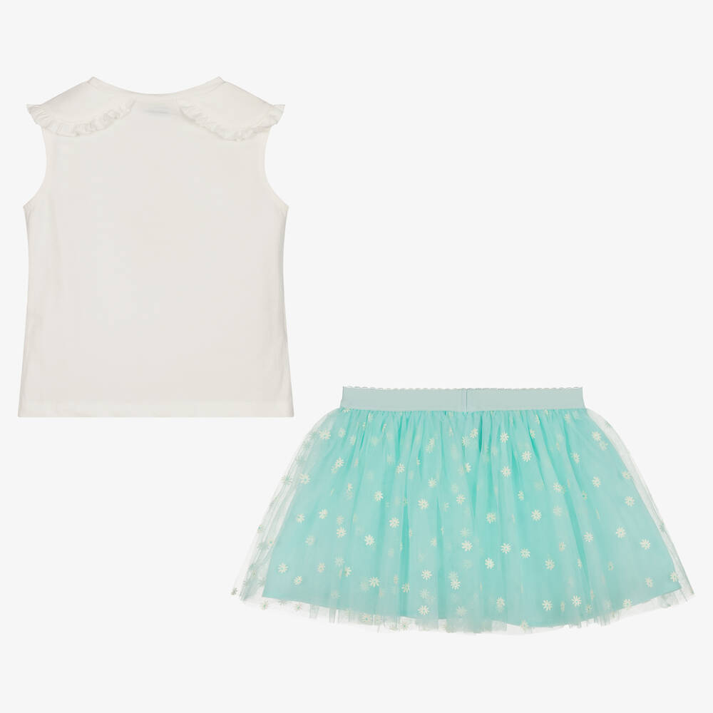 Mayoral-Girls Green Floral Tulle Skirt Set | Childrensalon Outlet