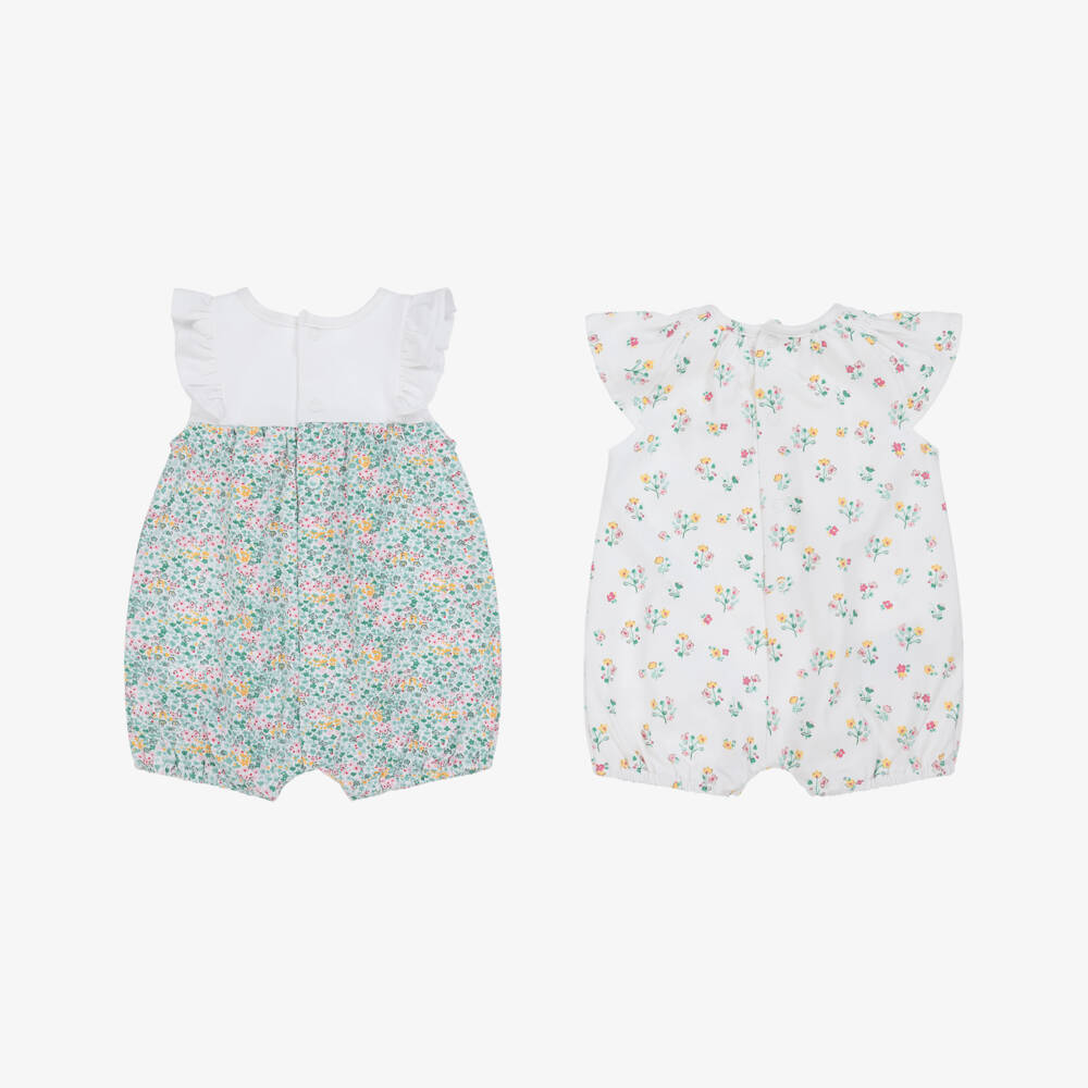 Mayoral Newborn-Girls Green Floral Twin Set Shorties | Childrensalon Outlet