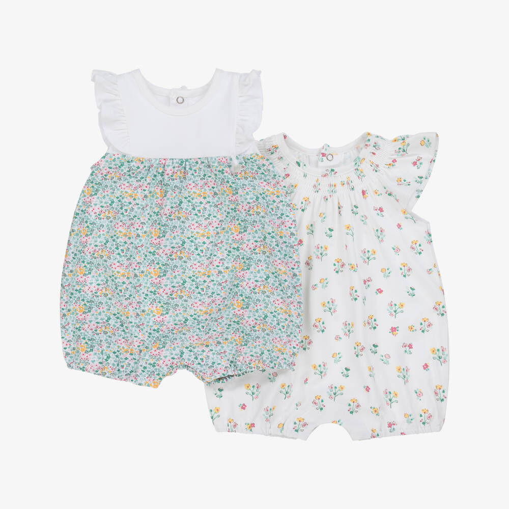 Mayoral Newborn-Girls Green Floral Twin Set Shorties | Childrensalon Outlet