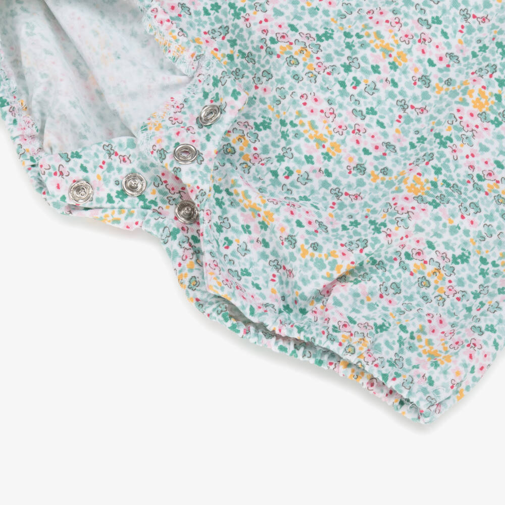 Mayoral Newborn-Girls Green Floral Twin Set Shorties | Childrensalon Outlet