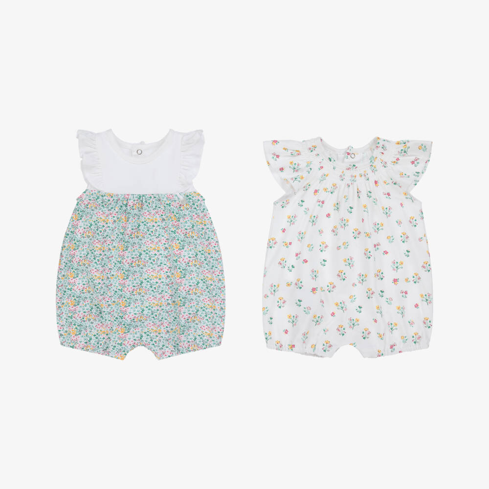 Mayoral Newborn-Girls Green Floral Twin Set Shorties | Childrensalon Outlet