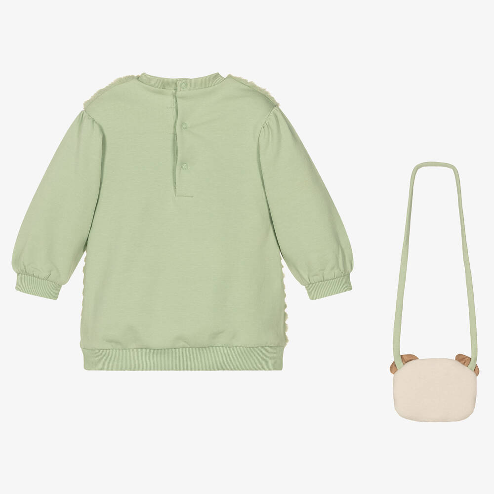 Mayoral-Girls Green Fluffy Dress Set | Childrensalon Outlet