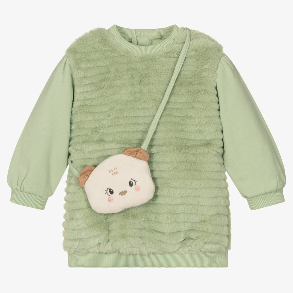 Mayoral - Ensemble robe verte duveteuse fille | Childrensalon