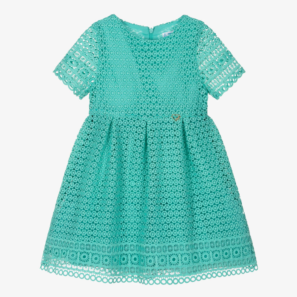 Mayoral-Girls Green Guipure Lace Dress | Childrensalon Outlet