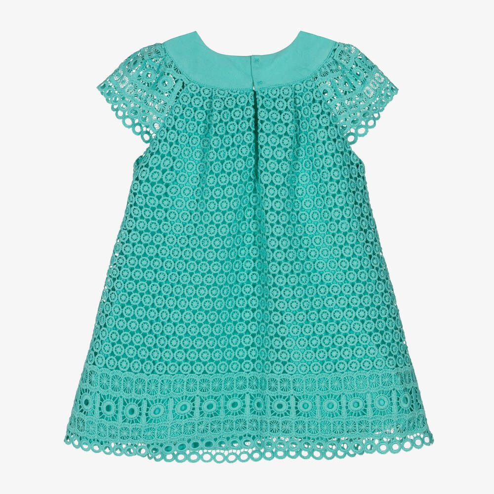 مايورال-فستان أطفال بناتي دانتيل جوبير لون أخضر أكوا | Childrensalon Outlet