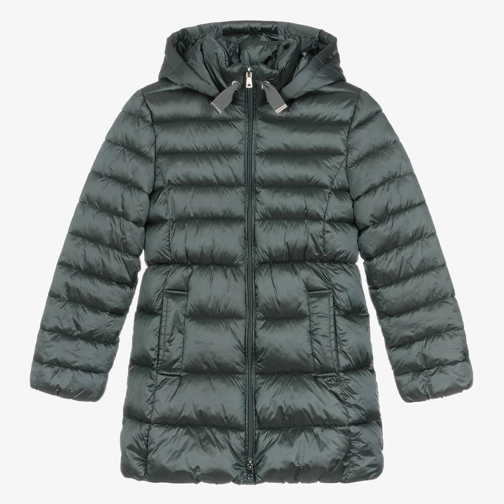 Mayoral-Girls Green Hooded Puffer Coat | Childrensalon Outlet