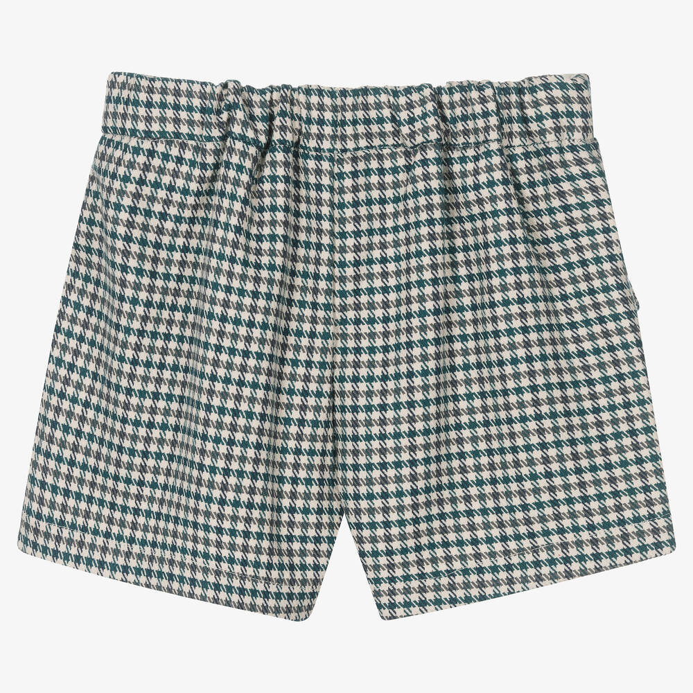 Mayoral-Зеленая юбка-шорты в гусиную лапку для девочек | Childrensalon Outlet