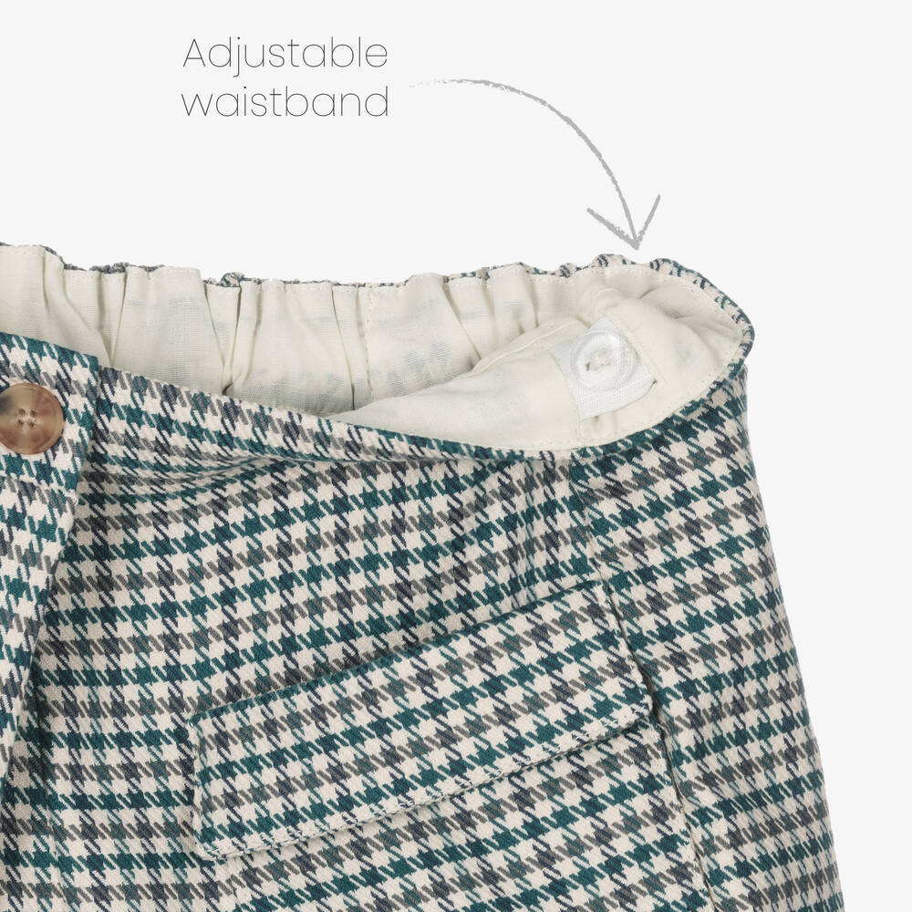 Mayoral-Зеленая юбка-шорты в гусиную лапку для девочек | Childrensalon Outlet