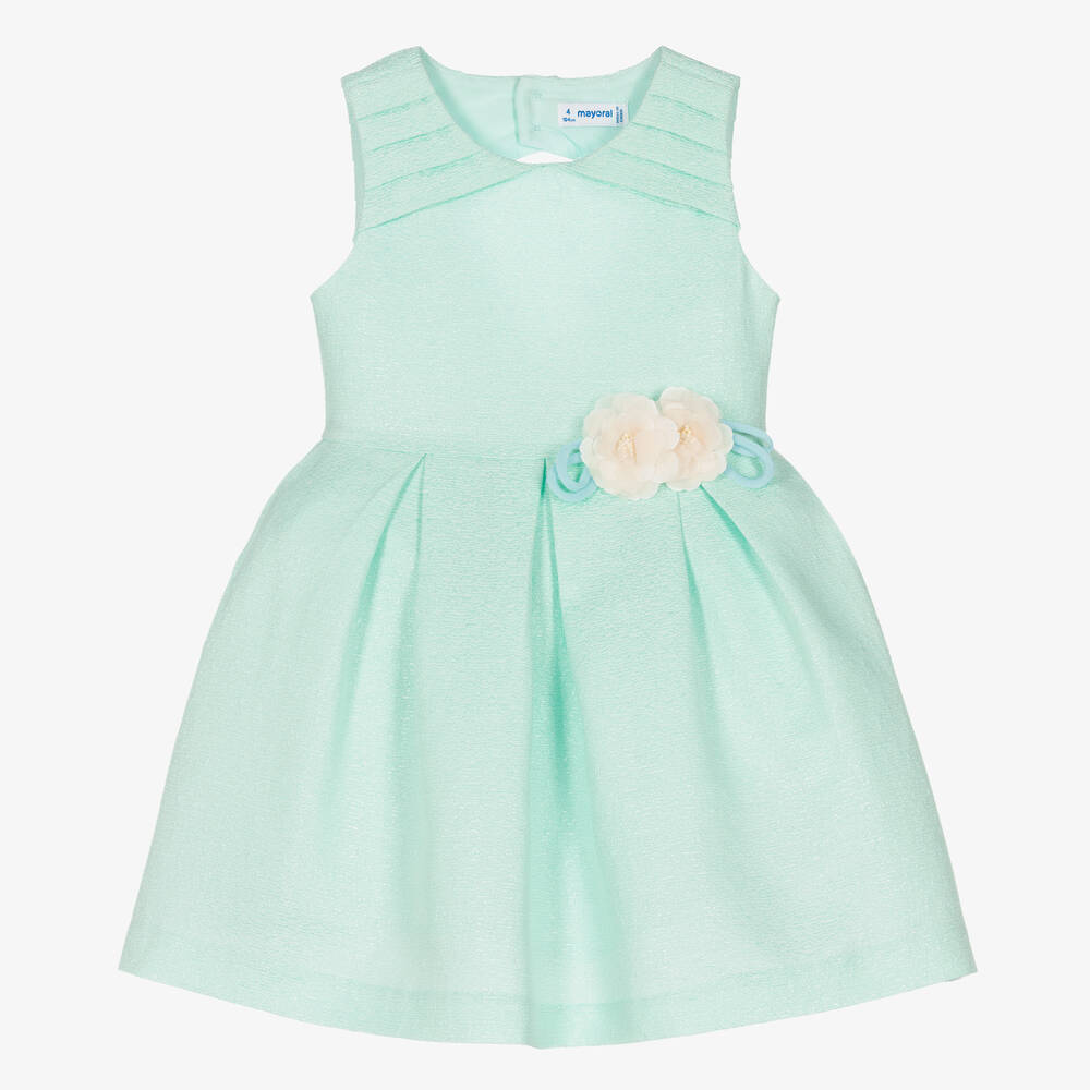 Girls Green Jacquard Dress
